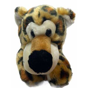 SKM Plush CHUBBY TUBBY LEOPARD CUB Cheetah Kitty Cat Golden Eyes Realistic Toy